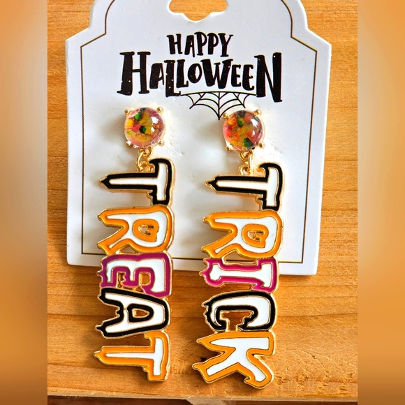 LOT of 2 Halloween Trick or Treat & Glow in the Dark Pumpkin Earrings Orange - Picture 4 of 10